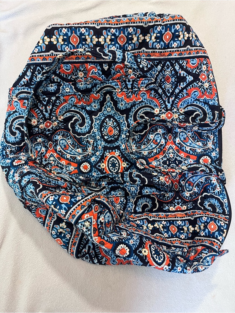 Vera Bradley Navy Paisley Duffel with Red & Light Blue Accents